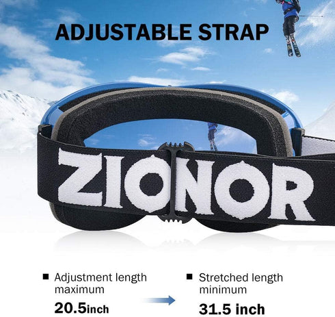 ZIONOR Lagopus B1 Ski Goggles, OTG Anti-Fog Snow Goggles, UV Protection for Men, Women, Adult, Youth