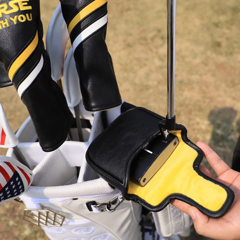 Golf Headcovers, Premium Leather Driver Fairway Wood Hybrid with Number Tags, May The Course Be with You Style