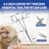 5.5" Dog Ear Hair Removal Kit with Powder & Curved Locking Forceps - Dog Ear Finger Wipes Gentle Ear Grooming Tool