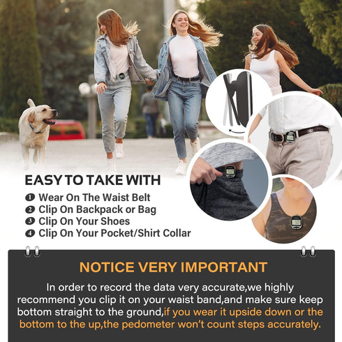 PINGKO Multi-Function Portable Outdoor Sport Pedometer - Step, Distance, Calories, Counter