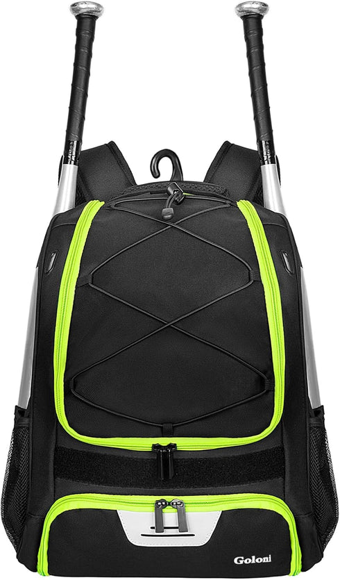 Goloni Youth Baseball Bag, Softball Bag with Shoes Compartment, Backpack with Fence Hook