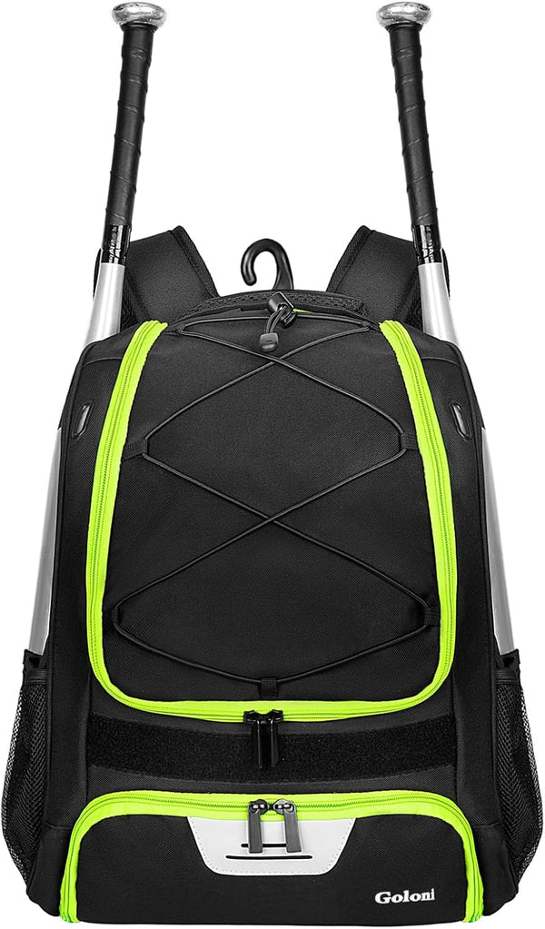Goloni Youth Baseball Bag, Softball Bag with Shoes Compartment, Backpack with Fence Hook
