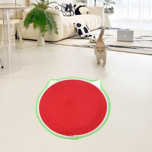 Generic 19.69inch Floor Cat Scratching Mat Active Play Round Cotton Rope Wear Resistant Kitten Scratcher Lounge Mat