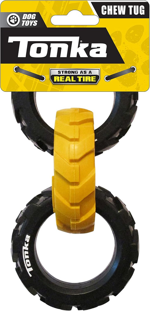 Tonka Rubber 3-Ring Tug Dog Toy, Lightweight and Durable, 7.5 Inches for Medium/Large Breeds