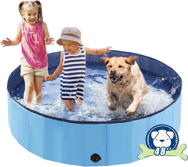 Eooqi Foldable Dog Pool, Portable Pet Bath Tub and Kiddie Swimming Pool,
