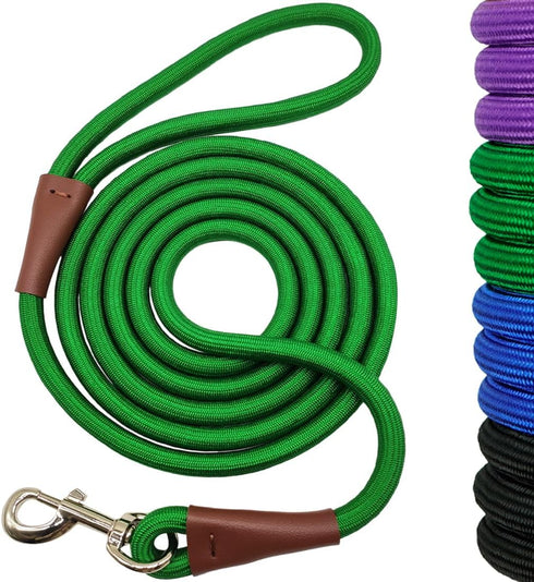6FT/8FT/10FT Classic Rope Dog Leash, Strong Lightweight 1/2” Nylon Leash for Medium Large Dogs, Basic Walking, Hiking,
