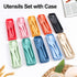 Reusable Travel Utensils Set with Case, 12 Sets Wheat Straw Portable Cutlery for Kids, Adults, Eco-Friendly