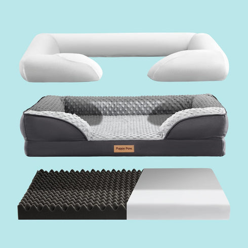 Puppy Bed for Small and Medium Dogs & Cats, Waterproof Lining, Removable Washable Cover, 28" x 23" x 7", Up to 50LBs