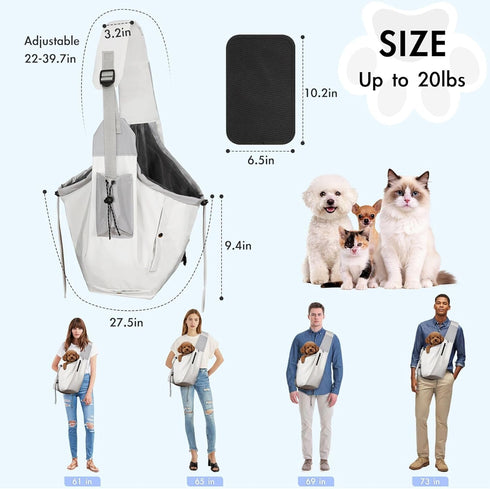 20 lbs Dog Carrier Sling, Dog Carriers for Small Dogs & Cats with Pockets, Puppy Carrier Sling Machine Washable