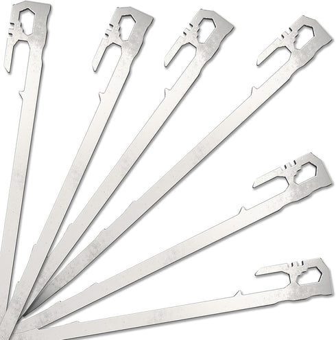 Heavy Duty Camping Tent Stakes, Metal Tarp Spikes and Inflatable Tent Pole Pins (6 Pack)