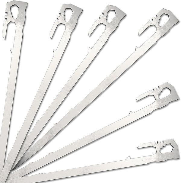 Heavy Duty Camping Tent Stakes, Metal Tarp Spikes and Inflatable Tent Pole Pins (6 Pack)