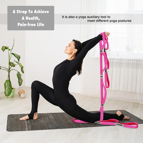 Stretching Strap, Non-Elastic Yoga Straps with 10 Loops for Physical Therapy, Exercise, Pilates, Dance, Gymnastics