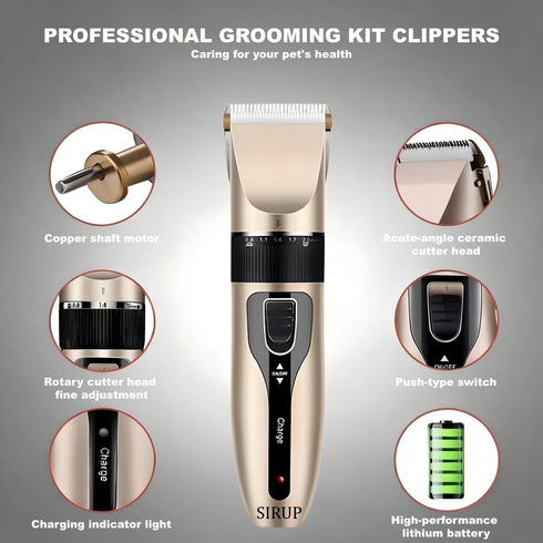 SIRUP Set 12 Set Rechargeable Dog Grooming Kit-Dog Clipper Kit, Pet Shaver Cordless Electric Quiet Hair Clipper