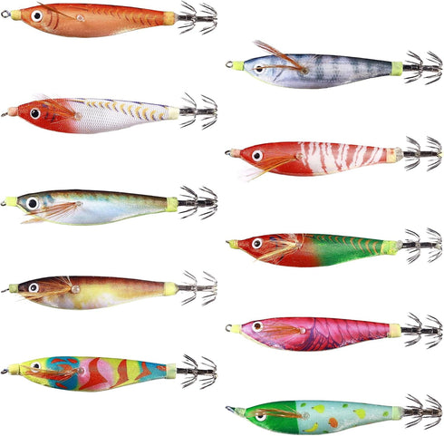 TIANQUXNGI Round Belly Fishing Baits for Freshwater and Saltwater Fishing Enthusiasts Multicolor Shrimp Cuttlefish Jigs