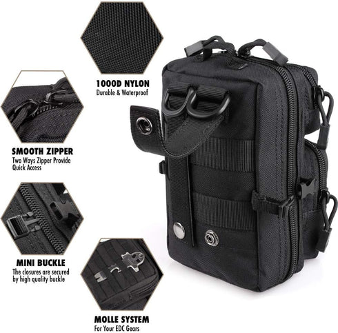 LIVANS Tactical Molle Utility Pouch, EDC Tool Pouch Mini Waist Pouches for Medical IFAK Pack