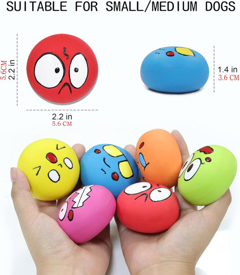(6 Latex Dog Chewing Squeaky Ball Toys Face Fetch Play Toy for Puppy Small Medium Pets Dog cat PCS(C))