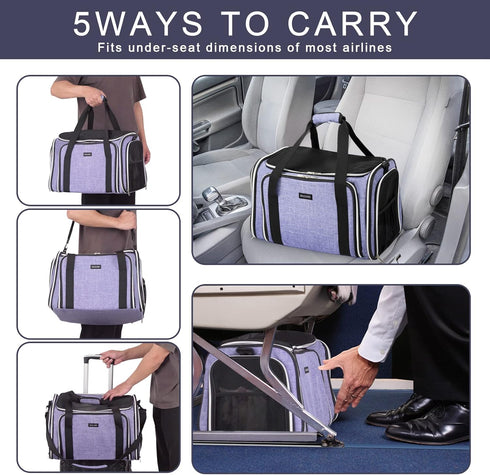 BAGLHER Cat Carrier Bag, Airline Approved Soft-Sided Pet Travel with 5 Open Doors, Expandable Foldable Dog Carrier
