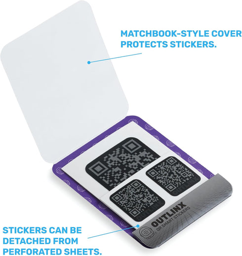 QR Smart Stickers - Stick Digital Notes to Your Things, Blackout 4-Pack Bundle, 32x Stickers