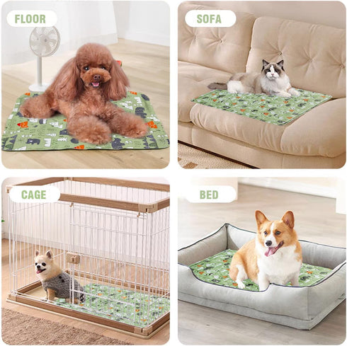 Dog Cooling Mat, Self-cooling Pad for Dogs Cats and Rabbits, Easy Washable Comfortable Mat for Pet (Medium Forest)