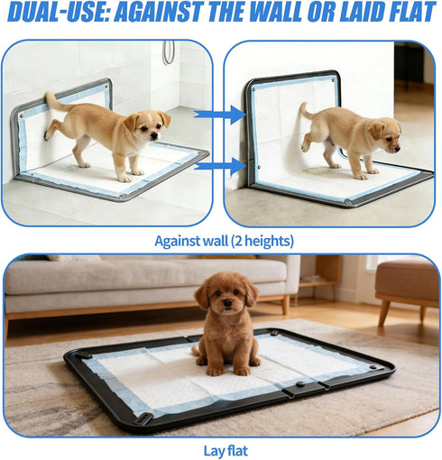 Risirica Holder,25"x35" 4 Pee Pad Holder for Dogs,Silicone Dog Puppy Pad Non-Slip Silicone Puppy Pad Holder with Tower