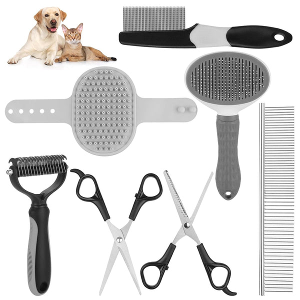 Pet Grooming Kit with Multiple Combinations, Shedding Slicker Brush, Bath Massage for Puppy, Kitten, Rabbit, Pet
