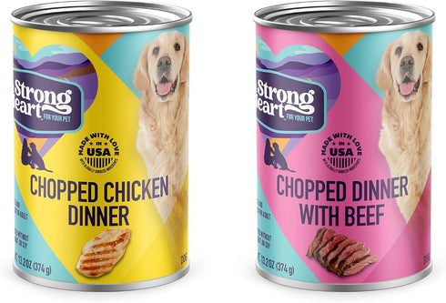 Pack 13.2 oz (Pack 12), A Strong Heart Wet Dog Food, Chicken & Beef Variety - Cans of Made in The USA with Real Chicken