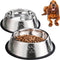 YUDANSI 2 Stainless Steel Dog Bowls with Rubber Base, Medium and Large Pet Feeder Bowls and Water Bowls (XL-51oz)