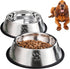 YUDANSI 2 Stainless Steel Dog Bowls with Rubber Base, Medium and Large Pet Feeder Bowls and Water Bowls (XL-51oz)
