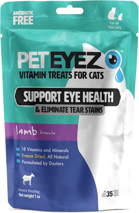 Pet Eyez Vitamin Treats for Cats, Tear Stain Remover, Eye Health Support, Lamb Flavor, 1oz