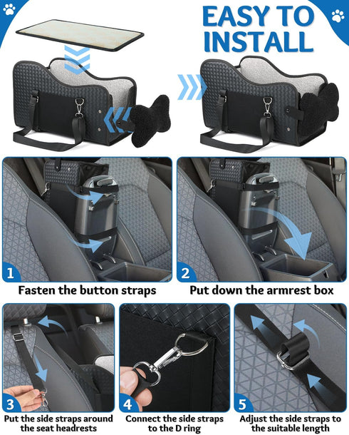 Vokvaktak Center Console Dog Car Seat, Pet Car Seat, Armrest Middle Console Booster Travel Carrier for Small Dogs