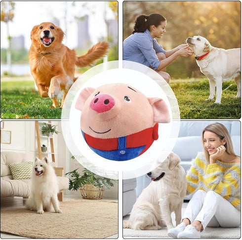 Panup Active Moving Pet Plush Toy - Cute Squeaky Pig Dog Toy, Talking and Singing Plush for Small Dogs, Red