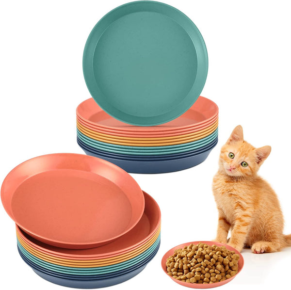 Gerrii 24 Pieces Cat Bowl - 6 Inch Shallow Whisker Fatigue Relief Dish for Kittens and Short Legged Cats