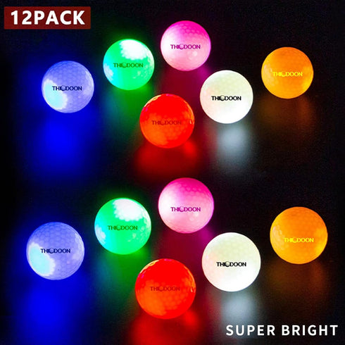 THIODOON Glow in The Dark Golf Balls Light Activated 6 Pack, LED Golf Balls for Night Golfing