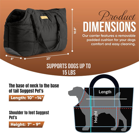 Cozy Plush Pet Carrier Purse - Lightweight Tote Design for Small Dogs and Puppies, Secure Harness Clip (Black)