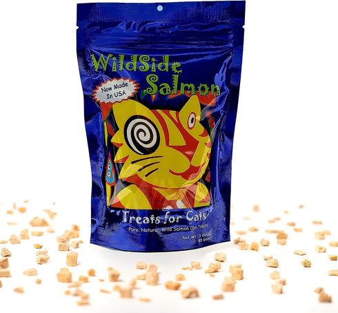 WildSide Salmon Freeze Dried Cat Treats, Healthy Organic Cat Food, 3 Ounces (3 Pack)