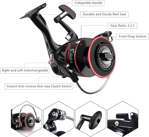Fishing Pole Kit, Carbon Fiber Telescopic Fishing Rod and Reel Combo with Spinning Reel, Line, Bionic Bait, Hooks,