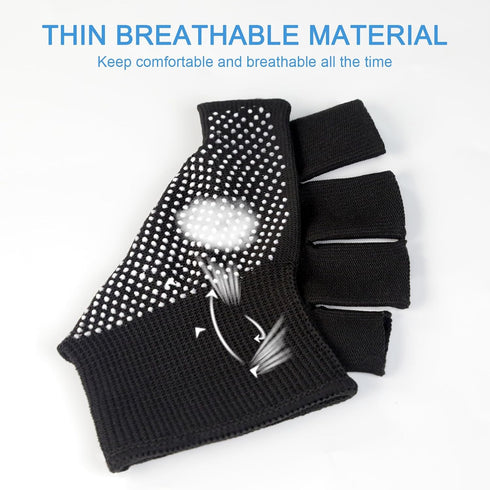 Fingerless Workout Gloves for Men and Women, Half Finger Work Glove, Black Pilates Gloves with Grip, Fitness Exercise