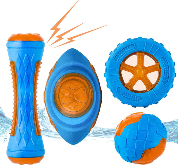 CoubonTail Dog Squeaky Toys Pack 4 Pcs, Pool Toys, Floating Toys for Interactive
