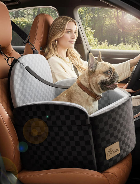 FGU 35 lbs, 2 Dog Car Seat for Small/Medium Dogs Up to Elevated Memory Foam Dog Booster Seat with Safety Belts, Travel