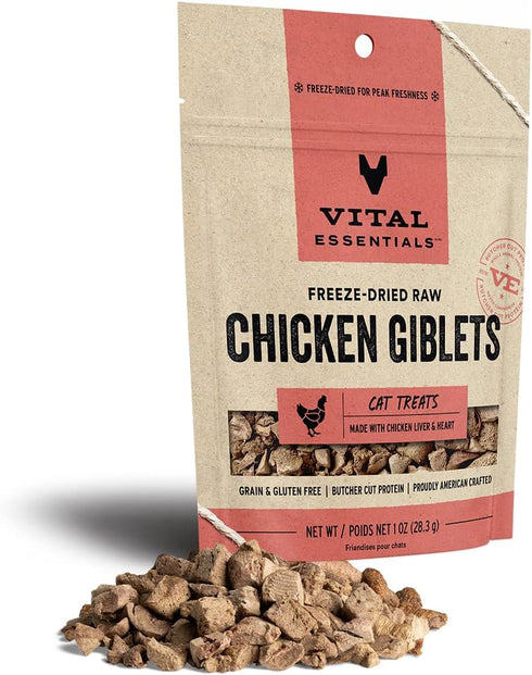 Vital Essentials Freeze Dried Raw Cat Treats, Chicken Giblets, 1 oz