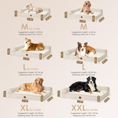 EHEYCIGA Memory Foam Orthopedic Dog Bed - Washable Bed with Waterproof Lining, Removable Cover, Nonskid Bottom, 36x27