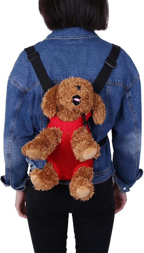 Pet Carrier Backpack, Fashionable Dog Tote Carrier with Five Holes, Front Chest Net Bag (Red S)