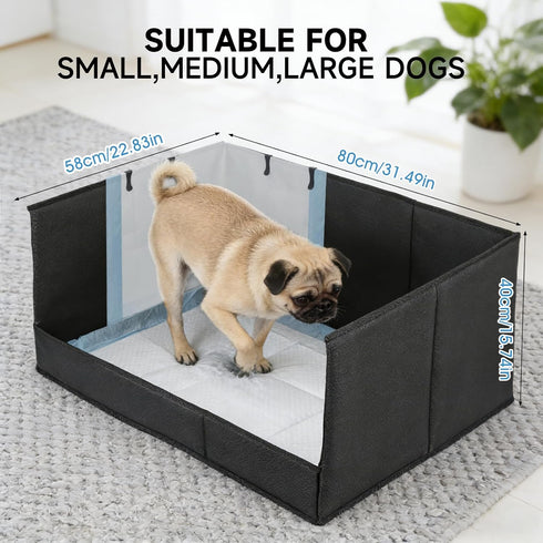 Seamless, Dog Litter Box with High Walls, Pee Pad Holder Foldable, No Assembly, Waterproof, Easy to Clean, Portable