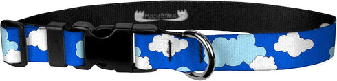 Dog Collar - Patterned Adjustable Pet Collars, 1 Inch Wide, Large, Clouds
