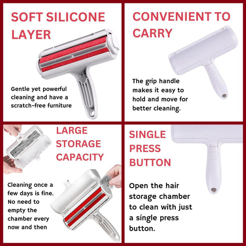 PET HAIR REMOVER - Reusable Dog and Cat Hair Remover for Couch, Carpet, Car Seats, Bedding, Upgraded Lint Roller Tool