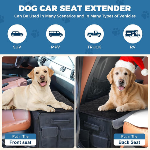 200 Lbs, Back Front Seat Extender for Large Dogs Up to Adjustable Dog Back Seat Extender with Cushion & Storage Box