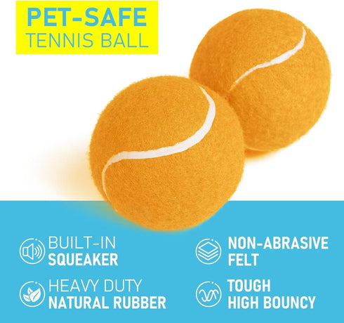 PrimePets 3pcs Natural Rubber Squeaky Tennis Balls for Medium, Large Dogs, Interactive Floating Toy