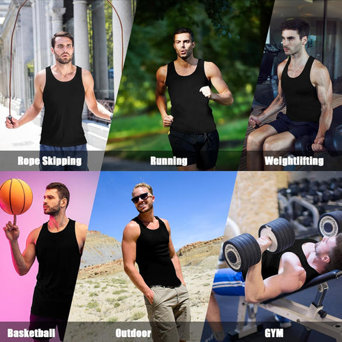 Slimming Men's Sweat Vest Workout Waist Trainer Sauna Suit Shirt for Men Heat Trapping Compression Gym Tank Top