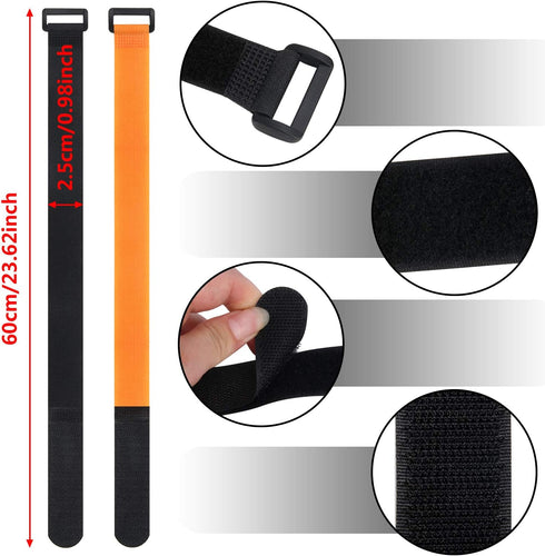 SANNIX Reusable Bike Wheel Stabilizer Straps, Adjustable Rack Strap with Durable Hook (Black and Orange)