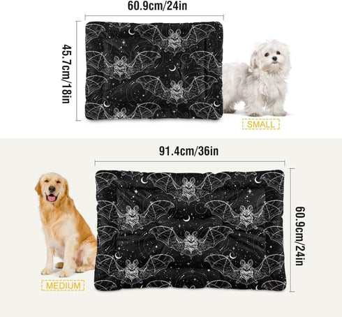 Bat Halloween Pet Bed, Cute Dog Mat, Absorbing Non-Slip Pad for Small Medium Large Dogs, 24 in x 18 in